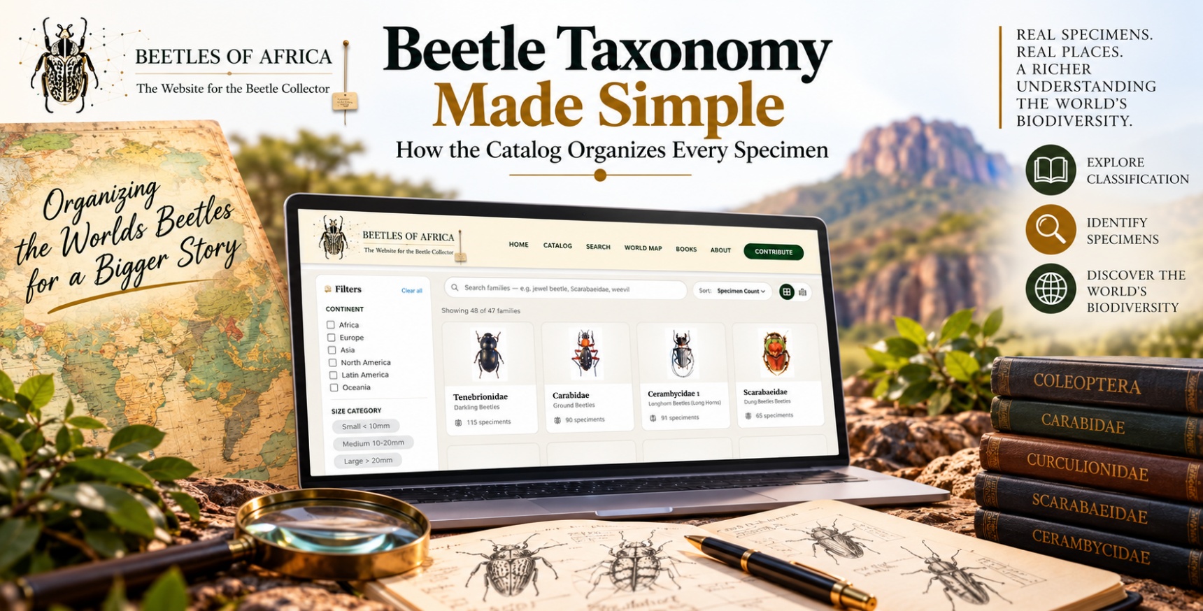 Beetle taxonomy and catalog organization for collectors